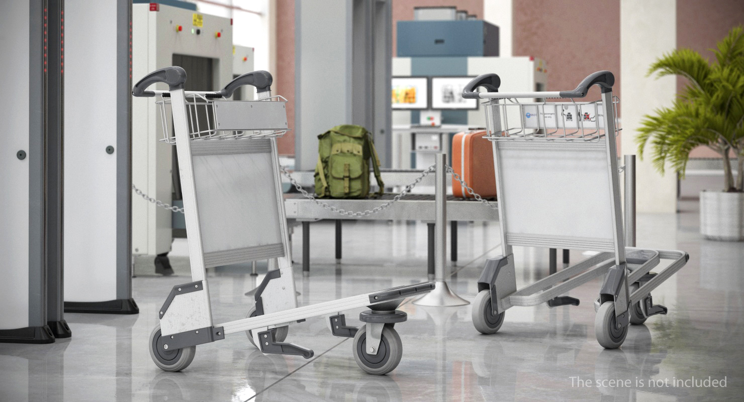 Airport Luggage Trolley Empty 3D model