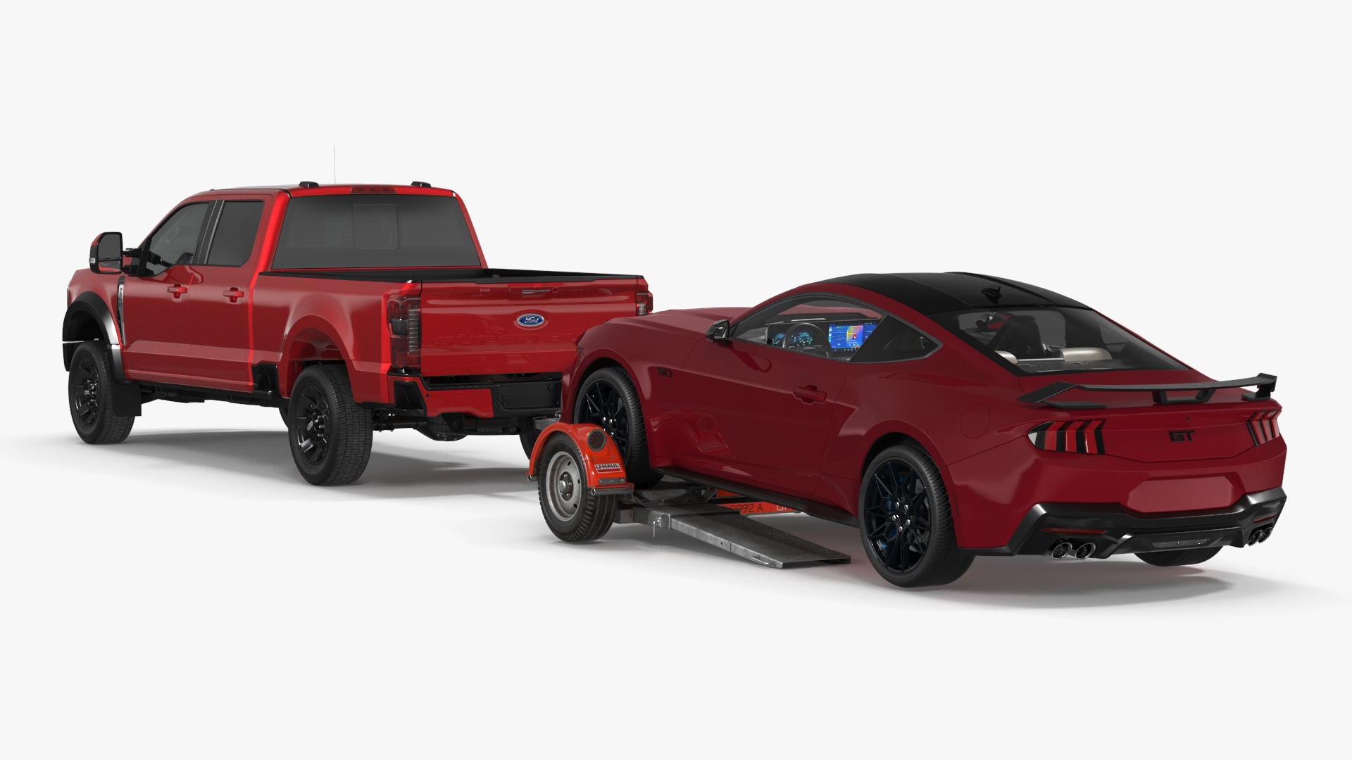 Ford F-550 with Tow Dolly and Sport Car 3D model