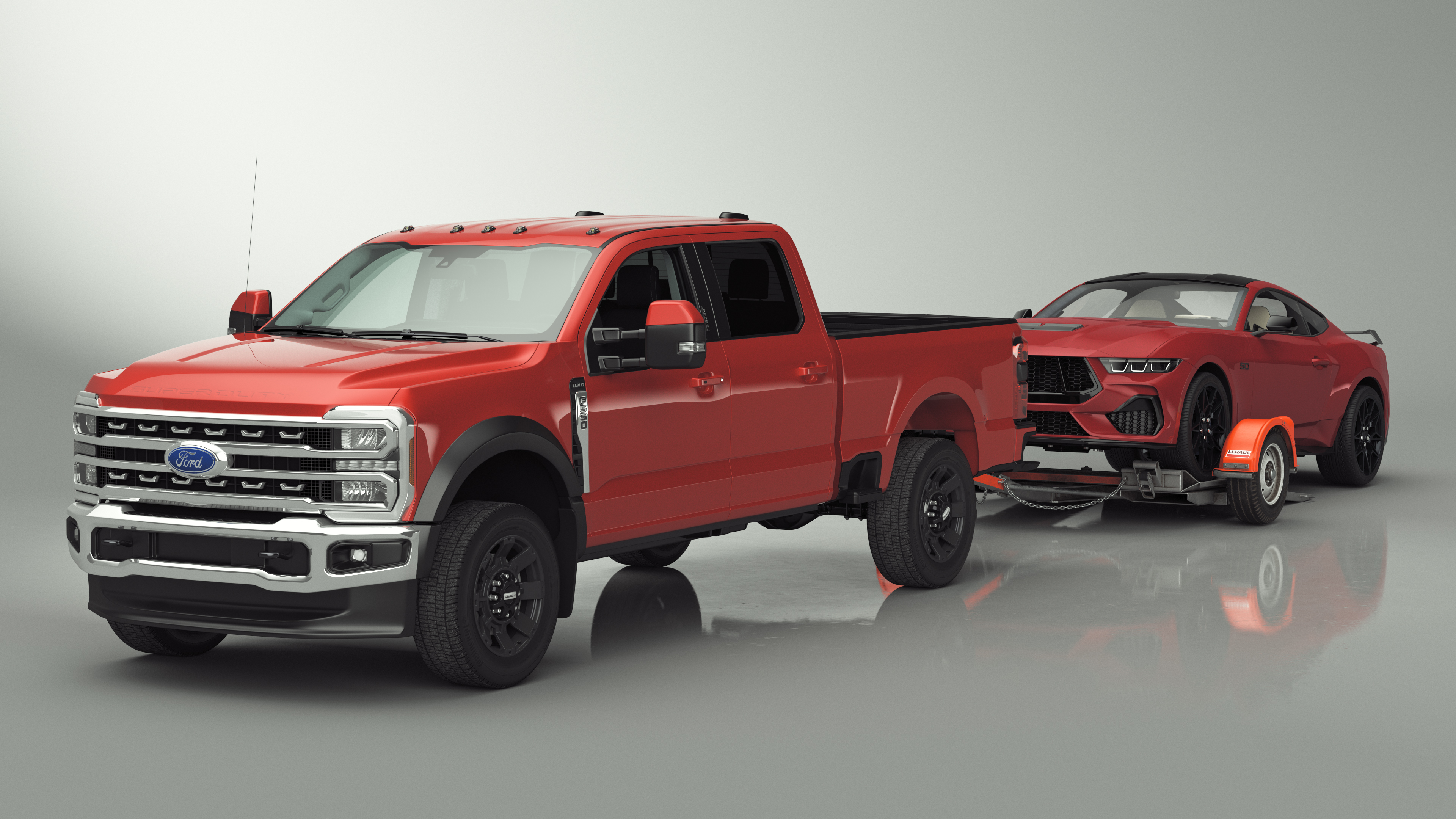 Ford F-550 with Tow Dolly and Sport Car 3D model
