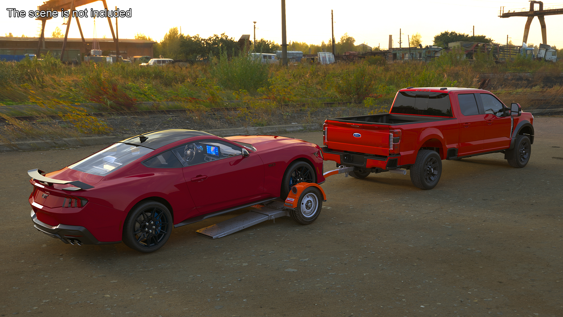Ford F-550 with Tow Dolly and Sport Car 3D model