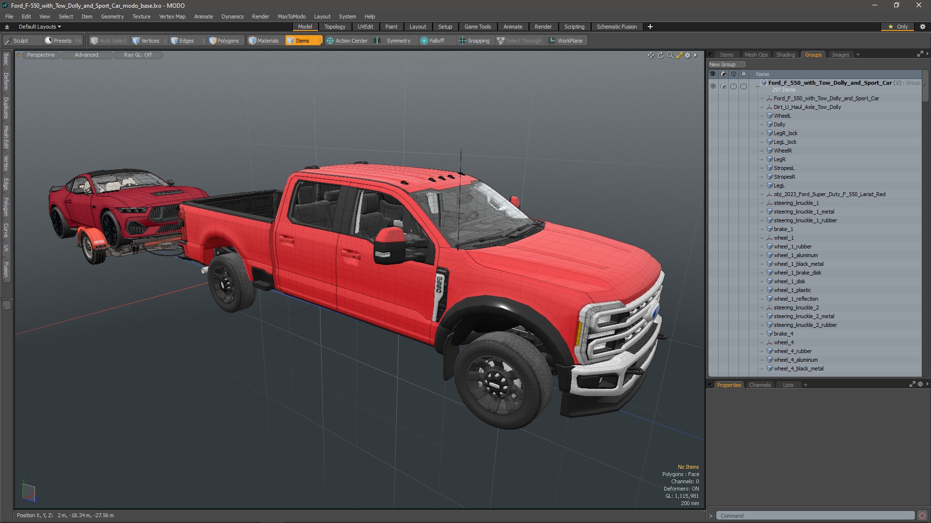 Ford F-550 with Tow Dolly and Sport Car 3D model