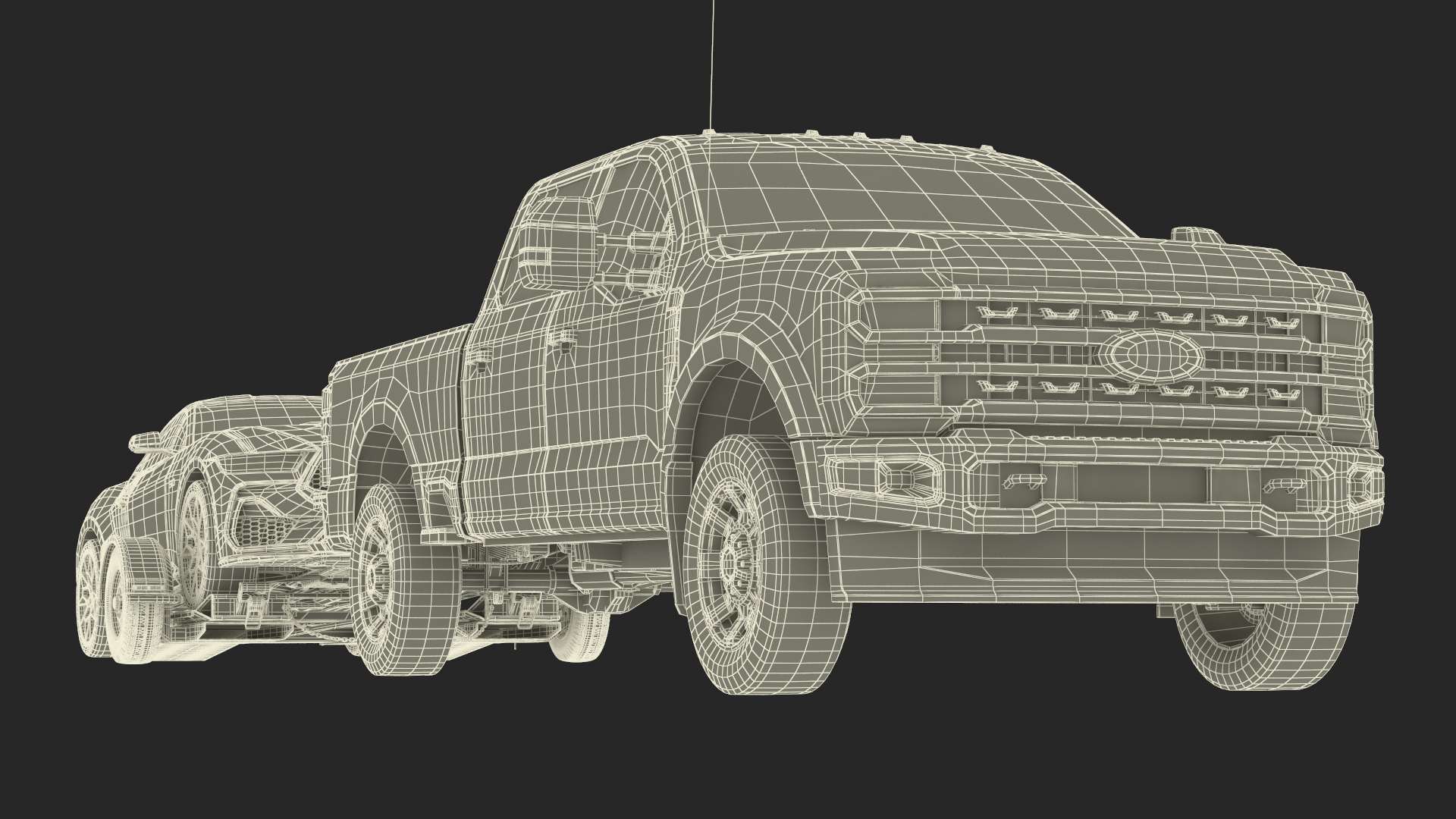Ford F-550 with Tow Dolly and Sport Car 3D model