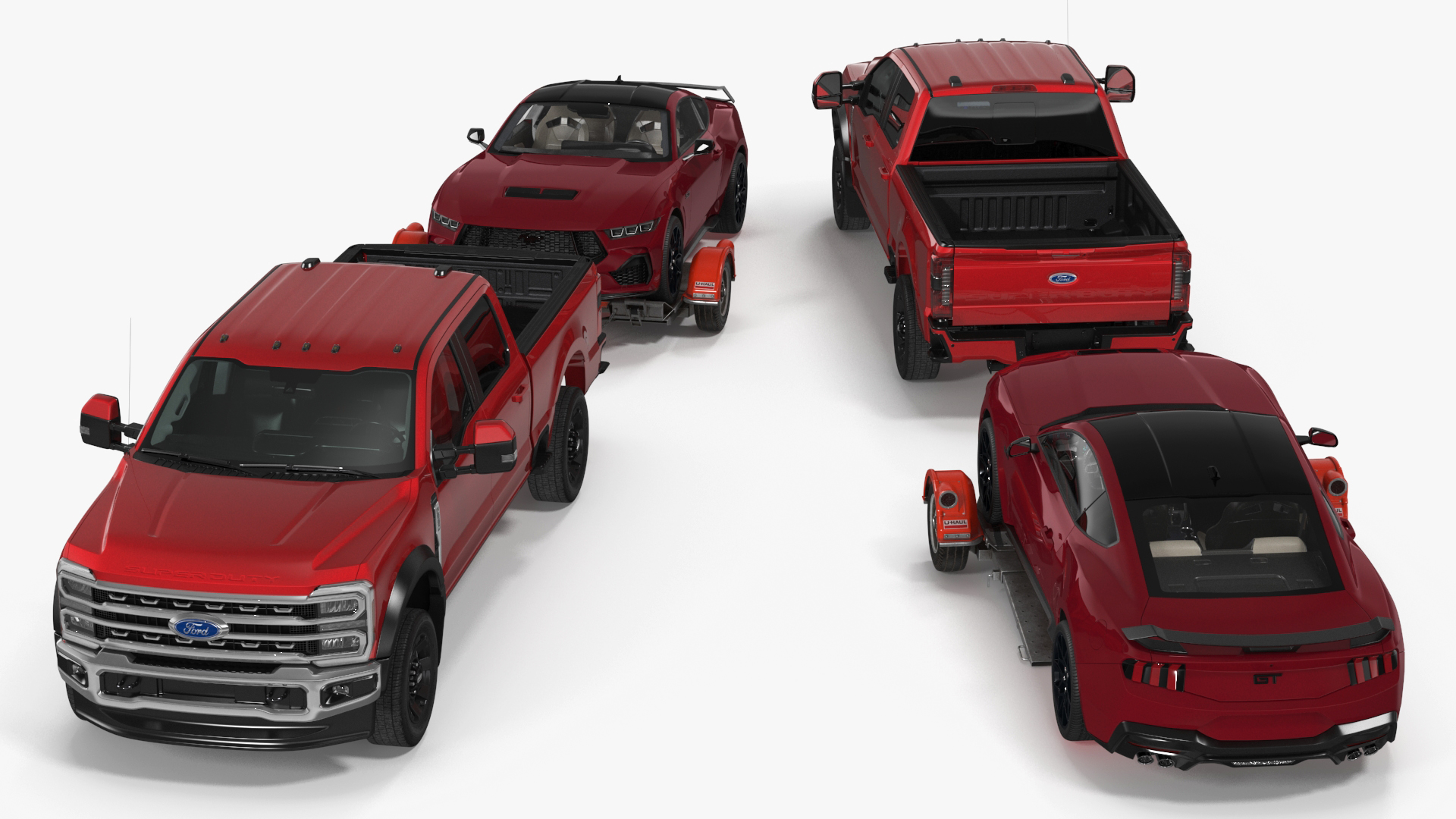 Ford F-550 with Tow Dolly and Sport Car 3D model
