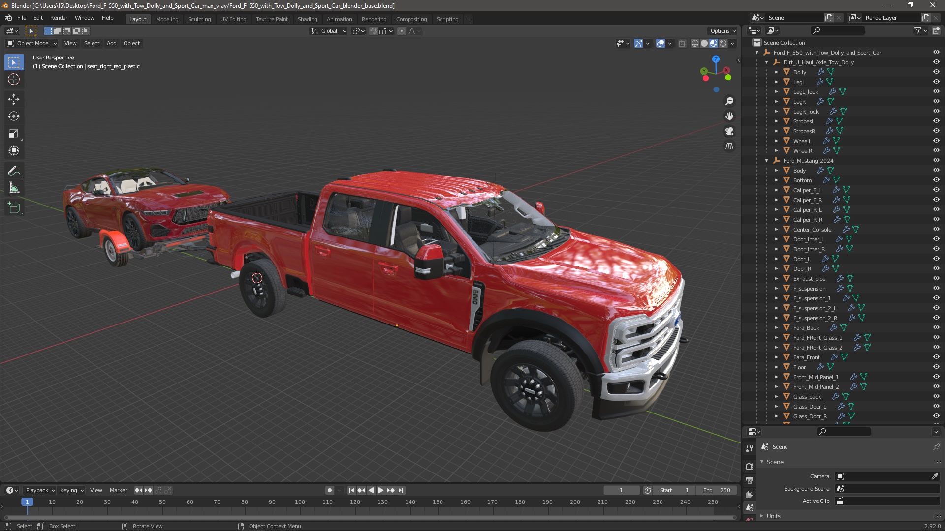Ford F-550 with Tow Dolly and Sport Car 3D model