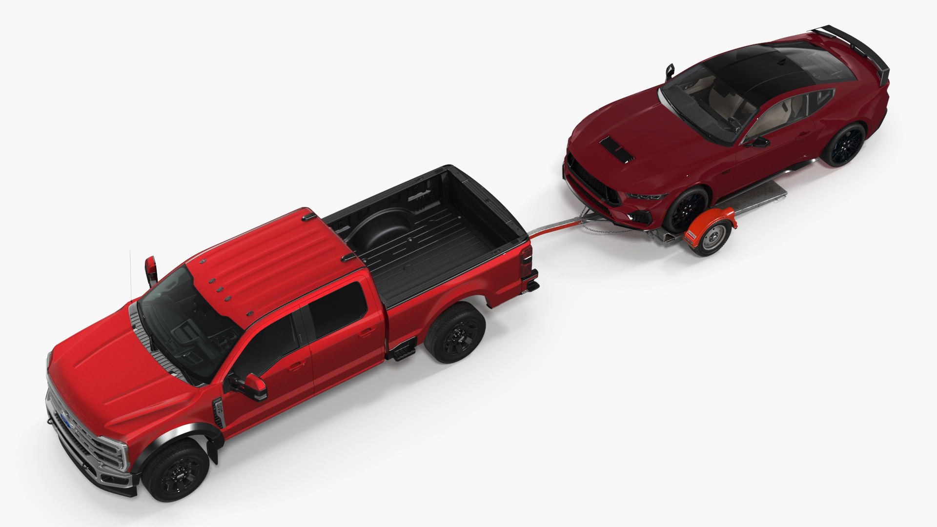 Ford F-550 with Tow Dolly and Sport Car 3D model