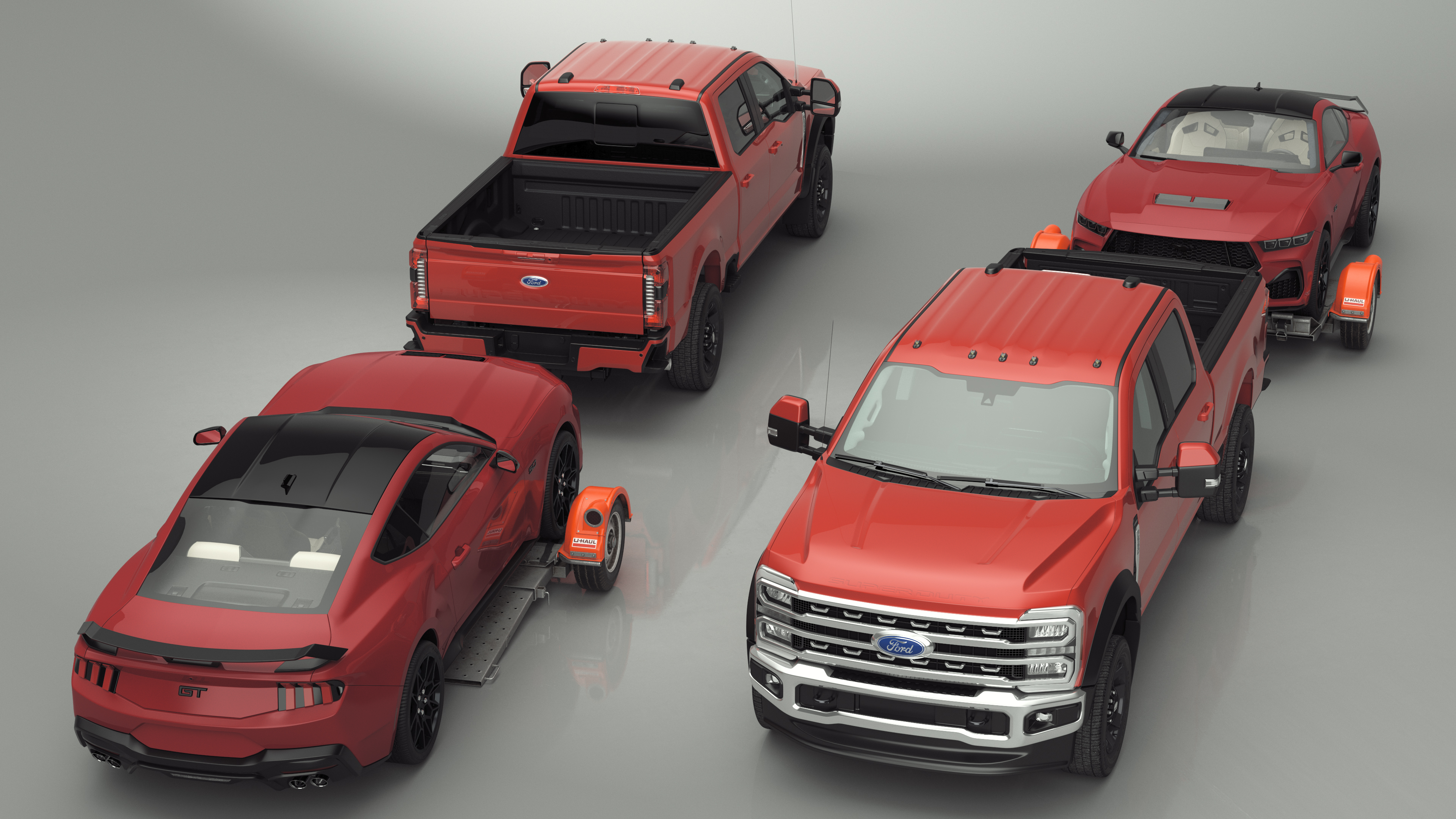 Ford F-550 with Tow Dolly and Sport Car 3D model
