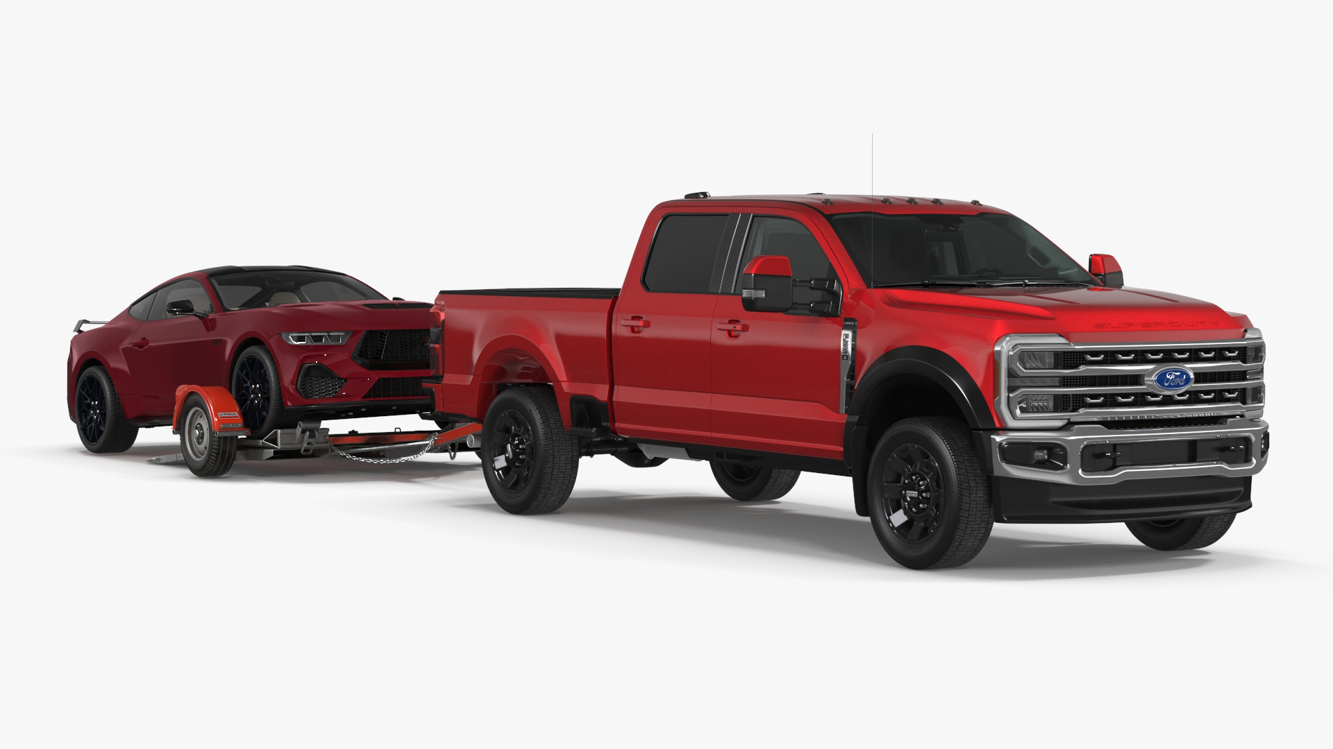 Ford F-550 with Tow Dolly and Sport Car 3D model