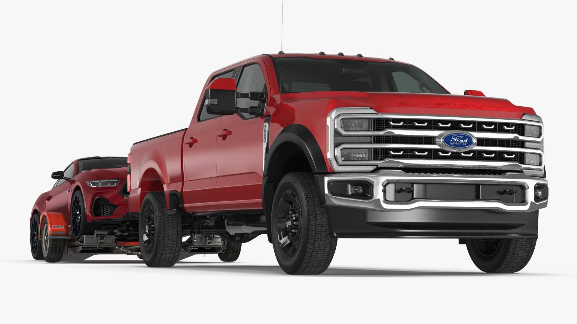 Ford F-550 with Tow Dolly and Sport Car 3D model