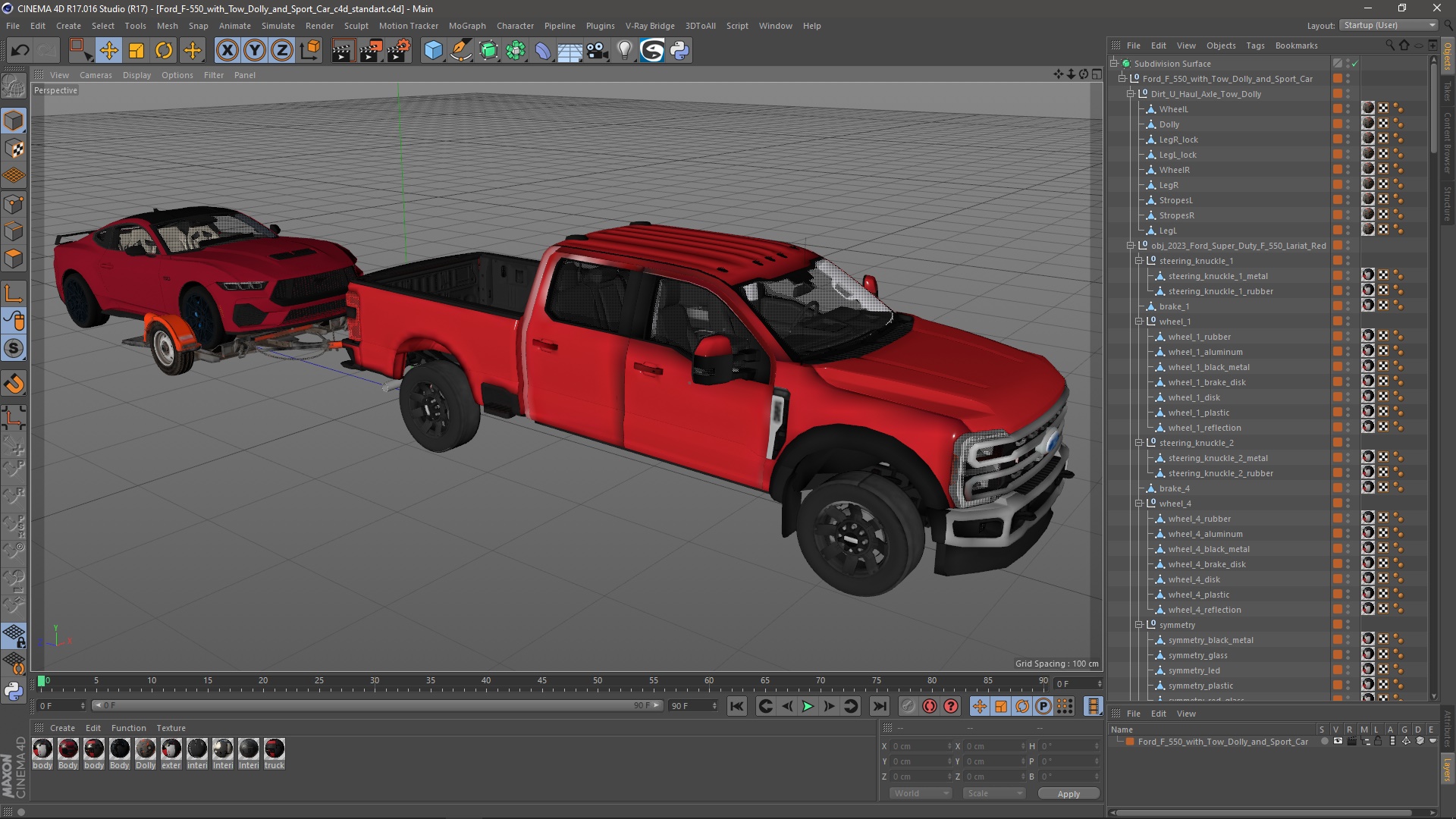 Ford F-550 with Tow Dolly and Sport Car 3D model