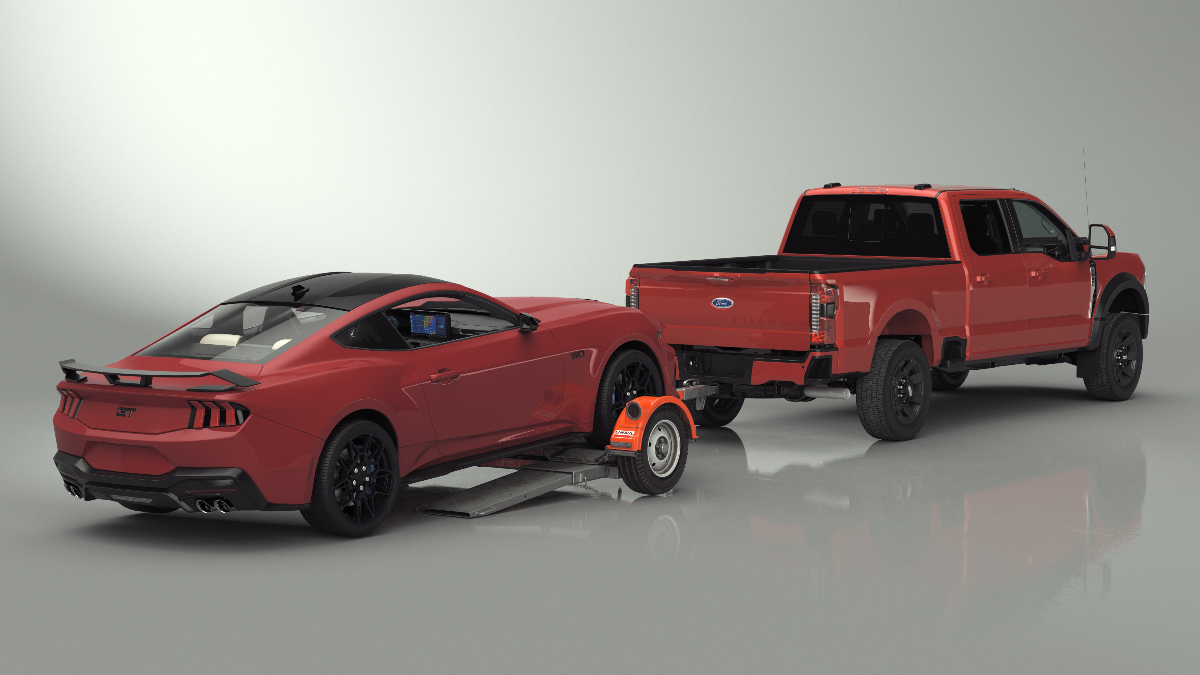 Ford F-550 with Tow Dolly and Sport Car 3D model