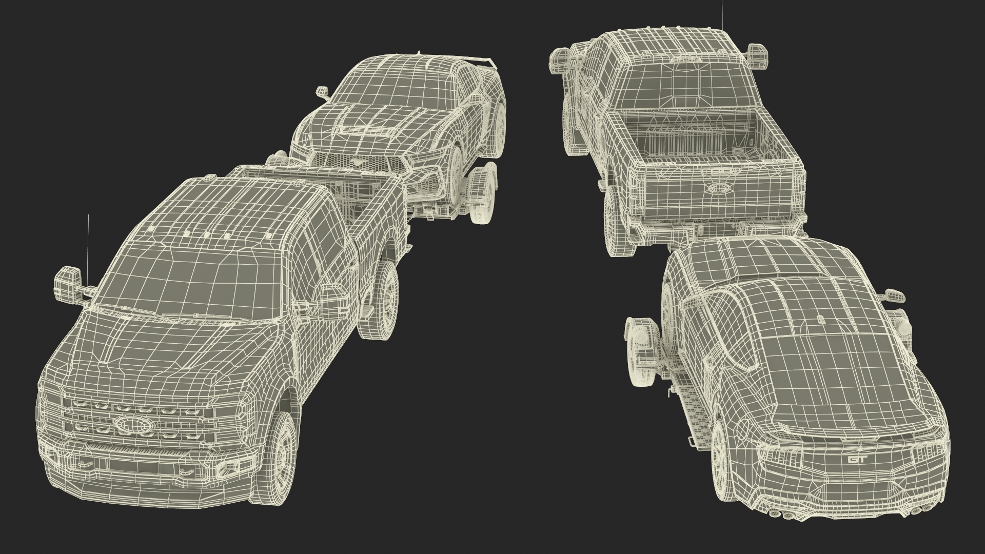 Ford F-550 with Tow Dolly and Sport Car 3D model