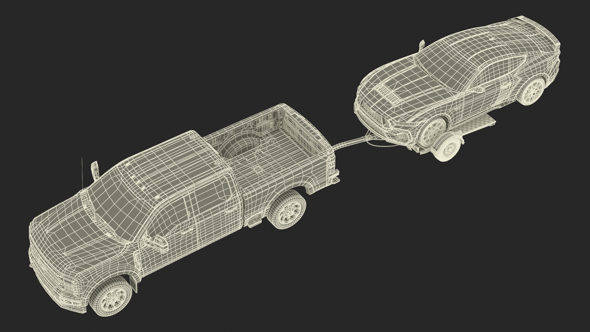 Ford F-550 with Tow Dolly and Sport Car 3D model