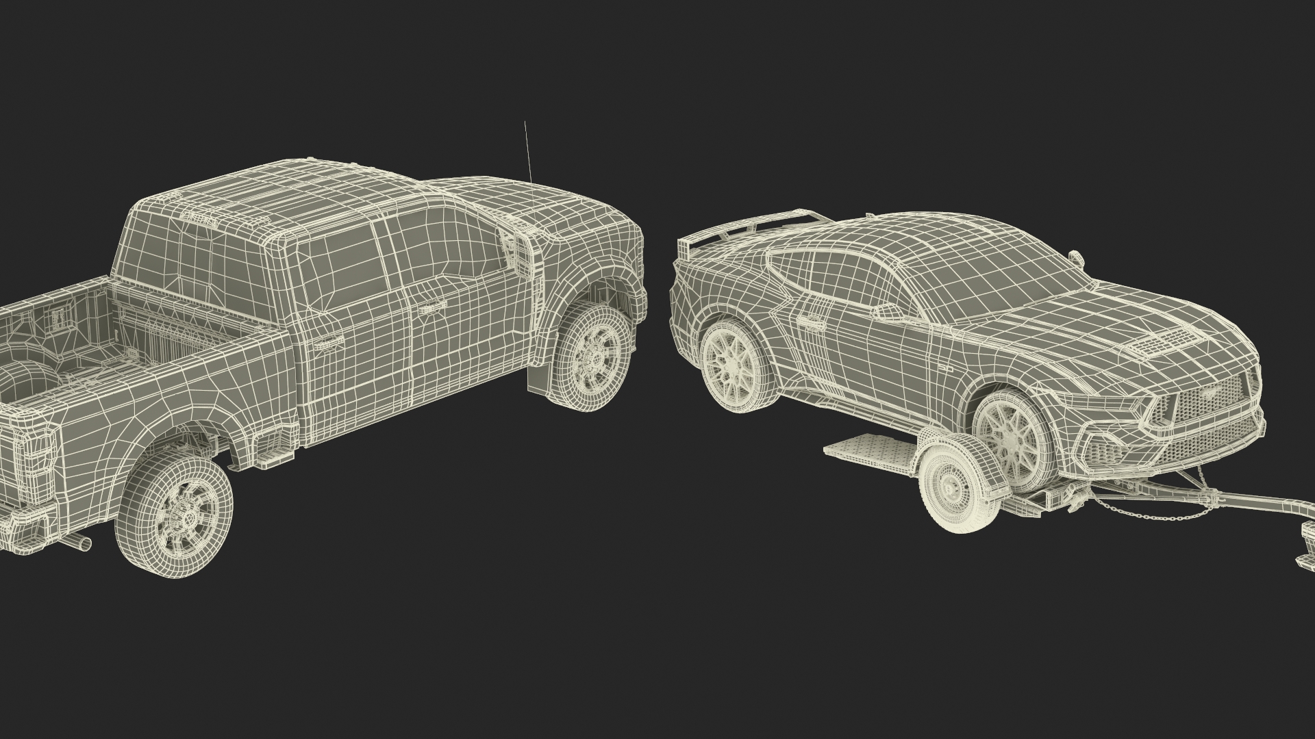 Ford F-550 with Tow Dolly and Sport Car 3D model