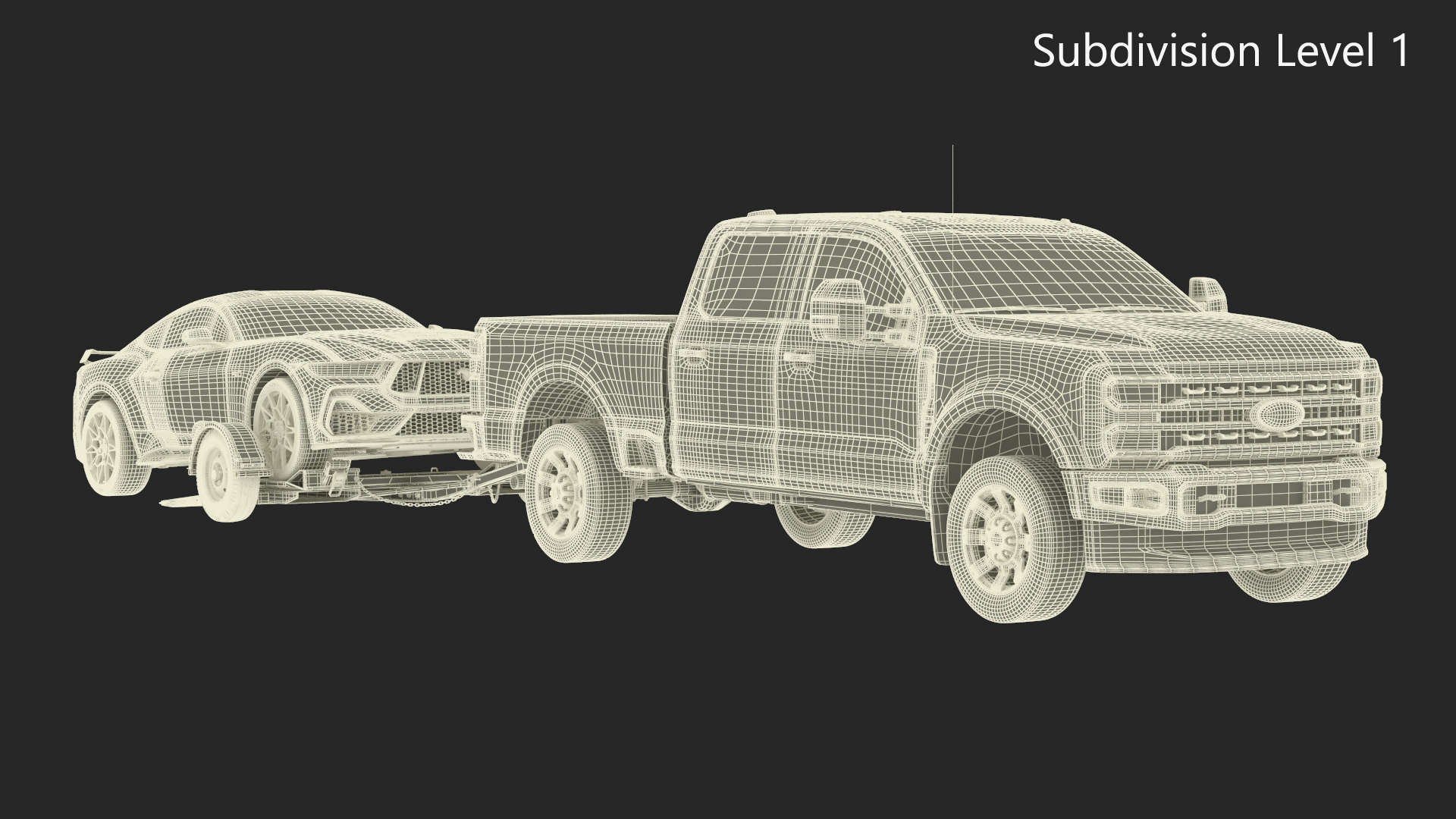 Ford F-550 with Tow Dolly and Sport Car 3D model