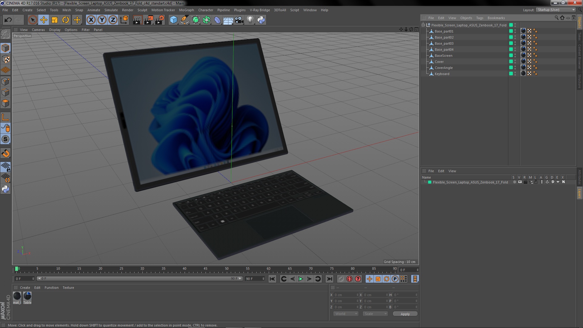 3D Flexible Screen Laptop ASUS Zenbook 17 Fold model