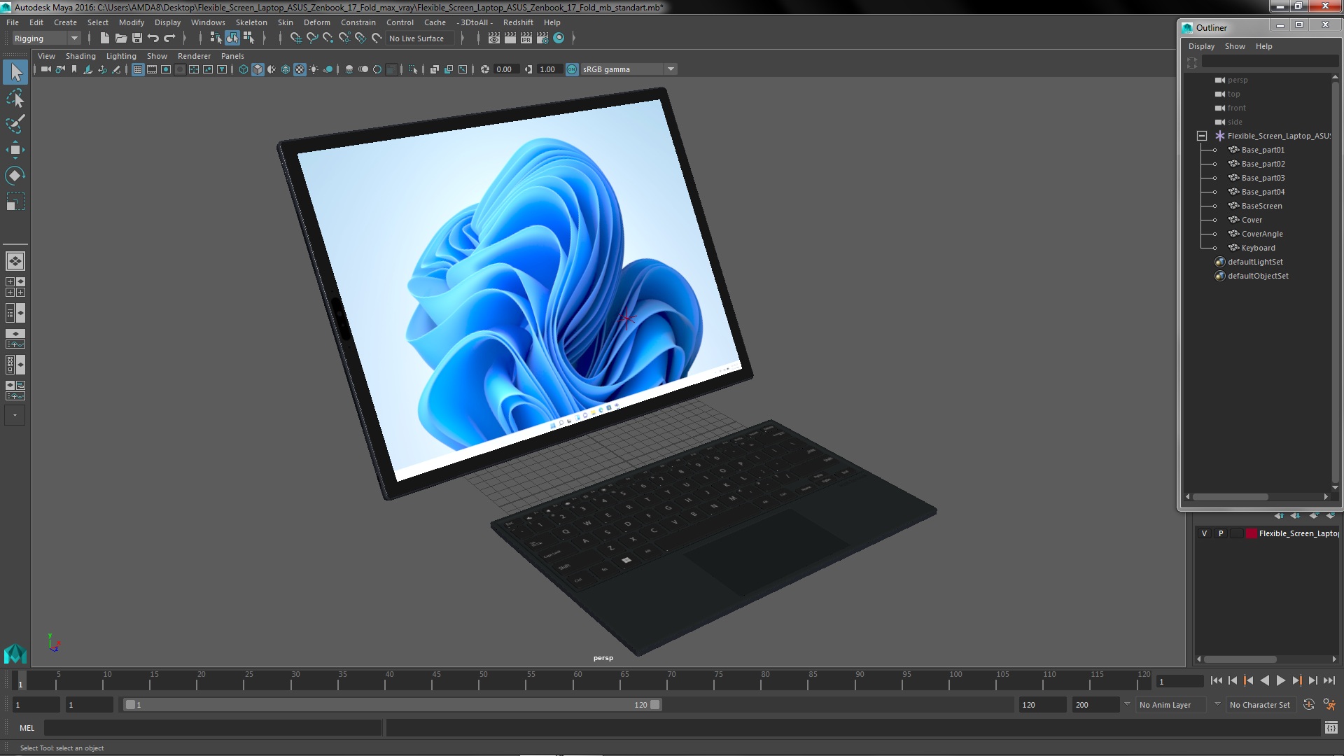 3D Flexible Screen Laptop ASUS Zenbook 17 Fold model