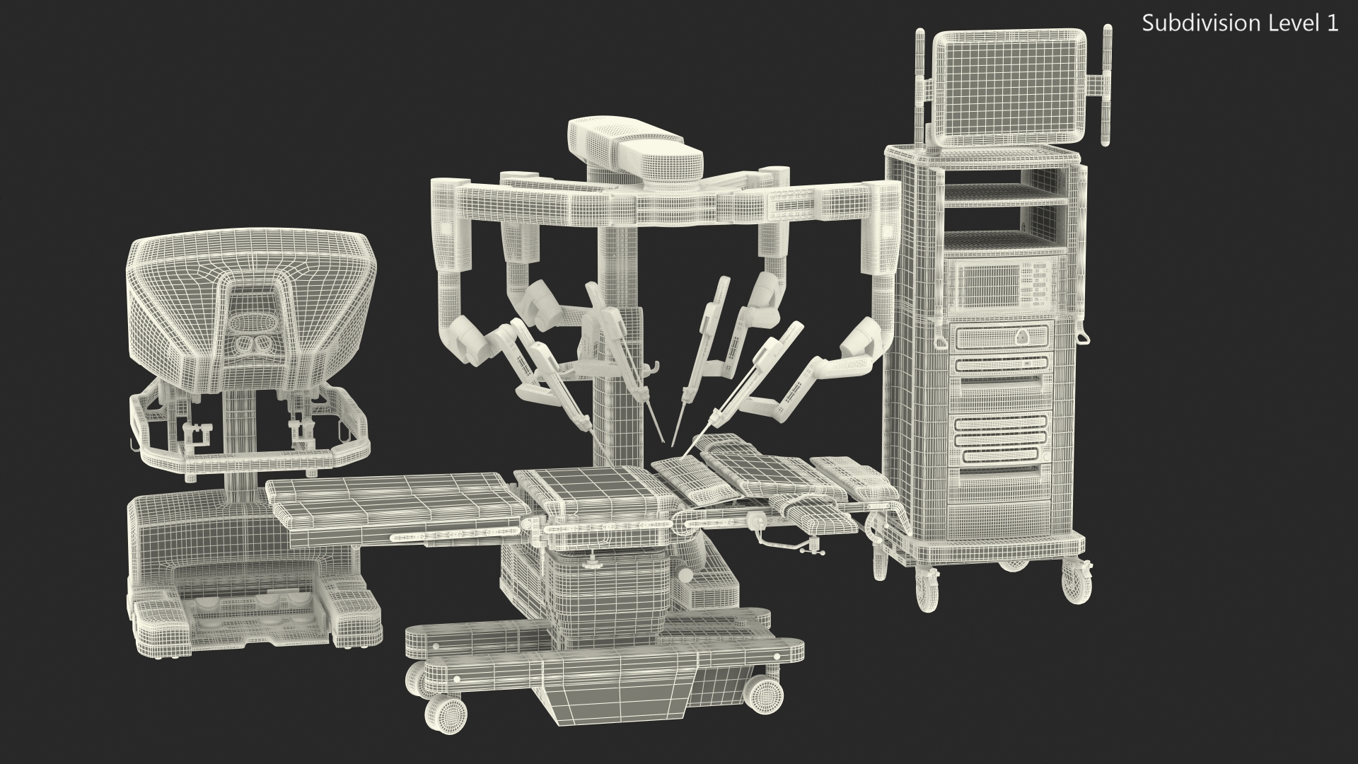 3D model Full Da Vinci Surgical System with Operating Table