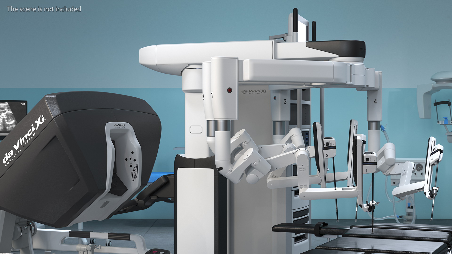 3D model Full Da Vinci Surgical System with Operating Table