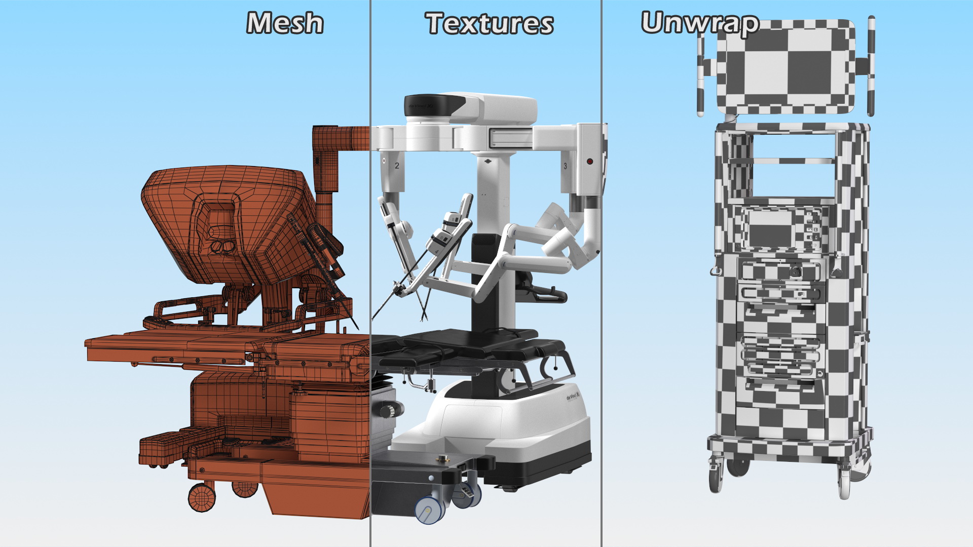 3D model Full Da Vinci Surgical System with Operating Table