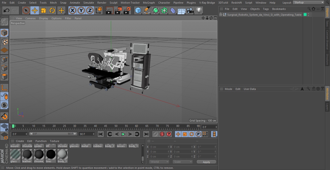 3D model Full Da Vinci Surgical System with Operating Table