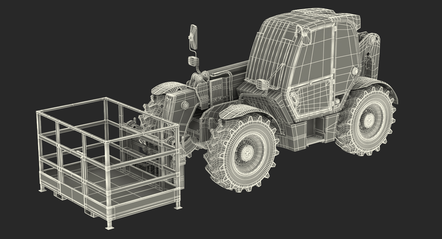 JCB 535 Telehandler Forklift Access Platform Dirty Rigged 3D