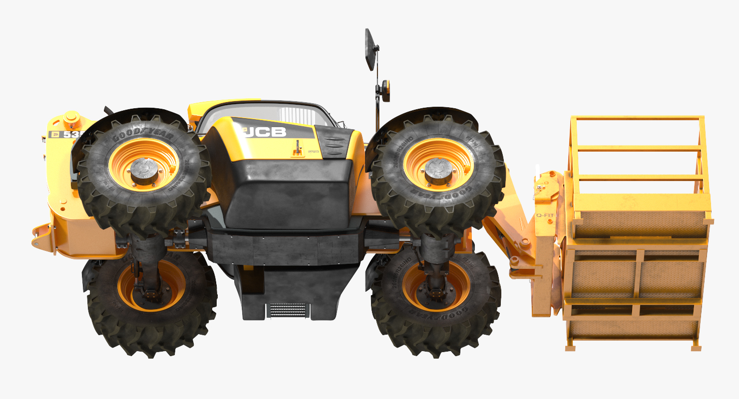 JCB 535 Telehandler Forklift Access Platform Dirty Rigged 3D