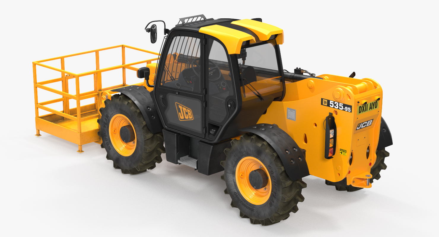 JCB 535 Telehandler Forklift Access Platform Dirty Rigged 3D