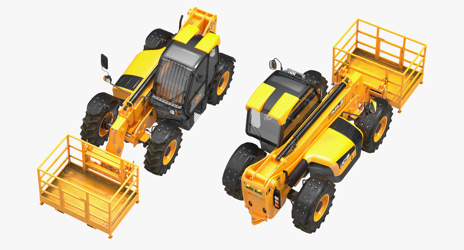 JCB 535 Telehandler Forklift Access Platform Dirty Rigged 3D
