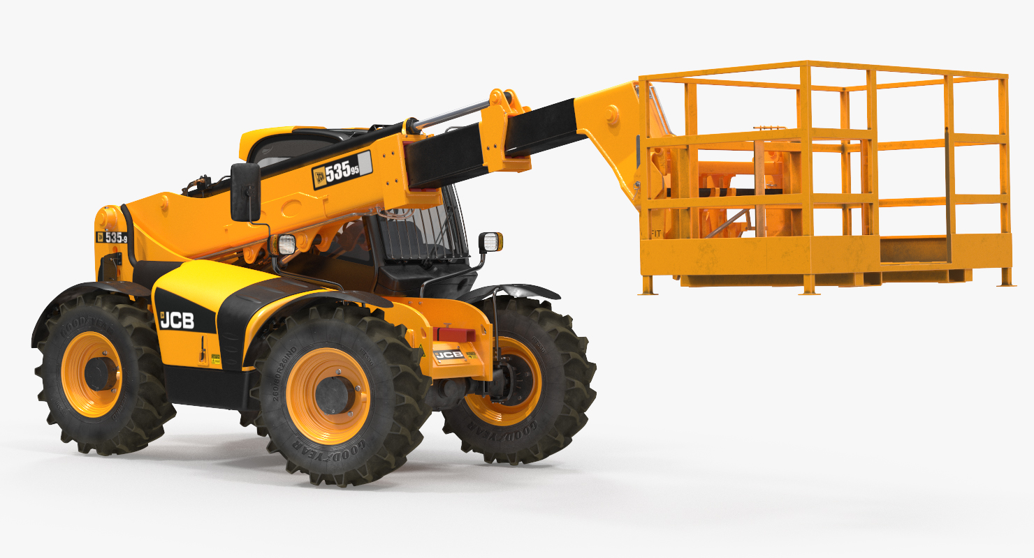 JCB 535 Telehandler Forklift Access Platform Dirty Rigged 3D