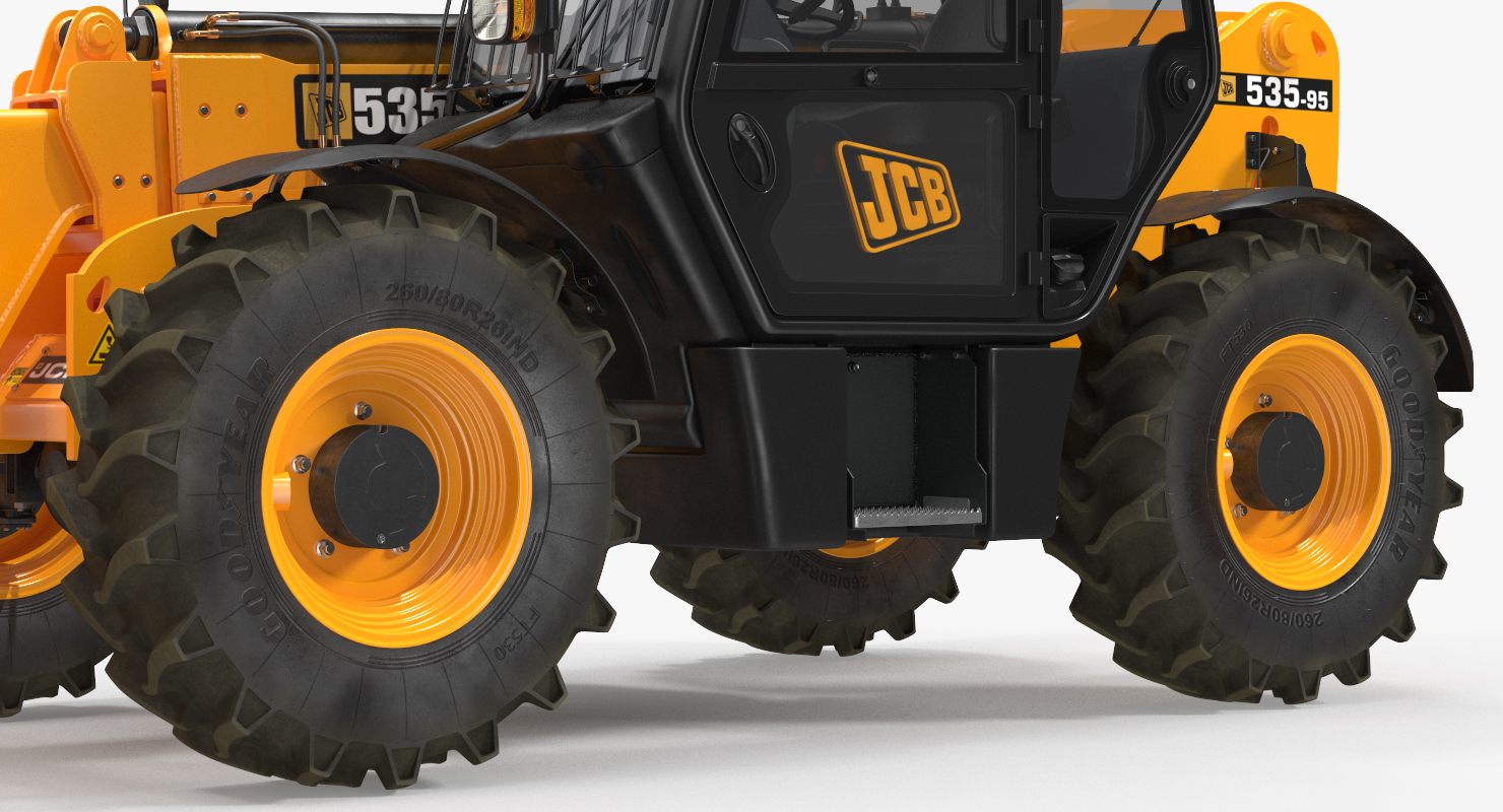 JCB 535 Telehandler Forklift Access Platform Dirty Rigged 3D