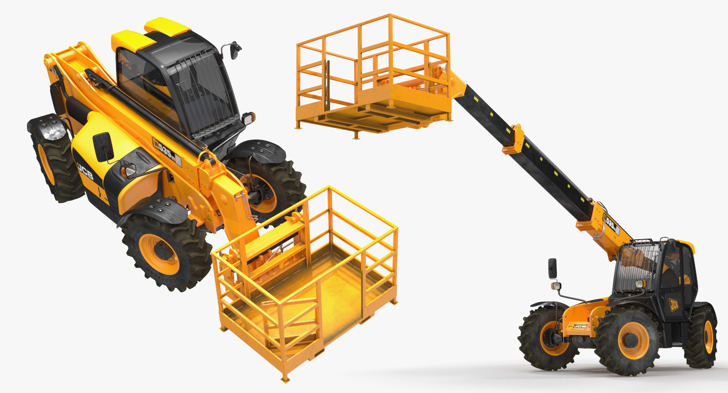 JCB 535 Telehandler Forklift Access Platform Dirty Rigged 3D