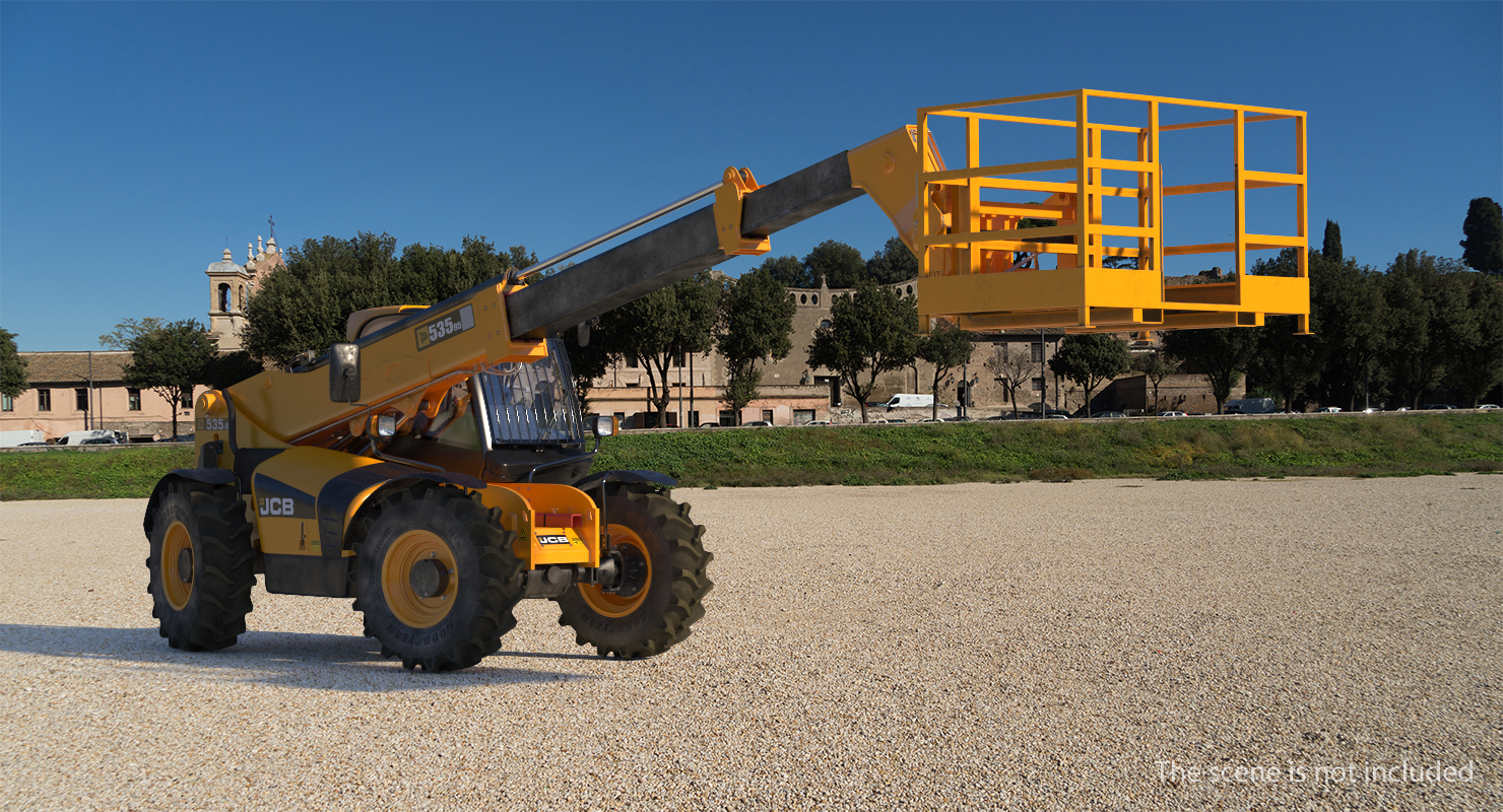 JCB 535 Telehandler Forklift Access Platform Dirty Rigged 3D