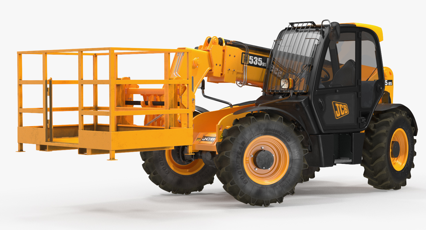 JCB 535 Telehandler Forklift Access Platform Dirty Rigged 3D