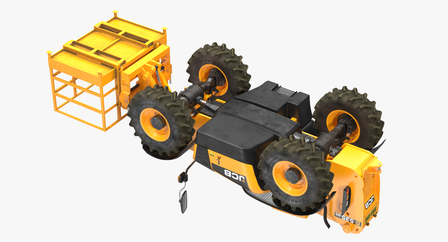 JCB 535 Telehandler Forklift Access Platform Dirty Rigged 3D
