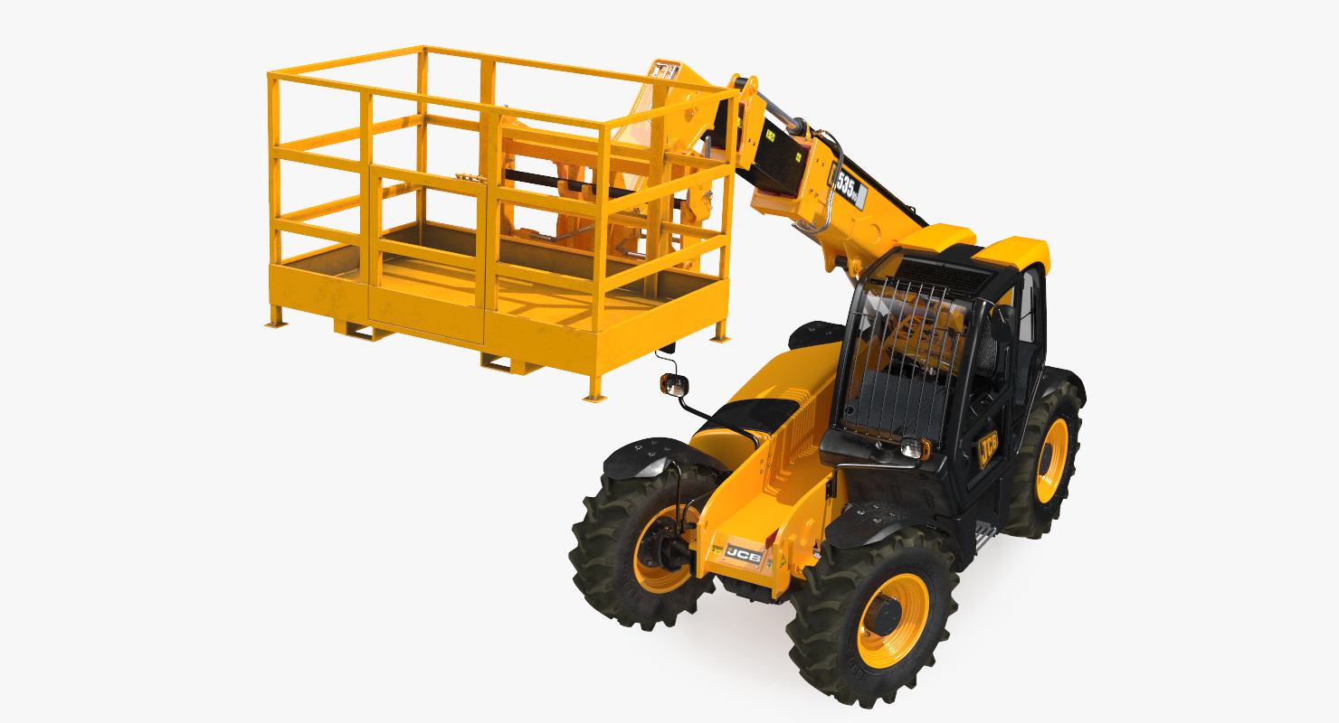 JCB 535 Telehandler Forklift Access Platform Dirty Rigged 3D