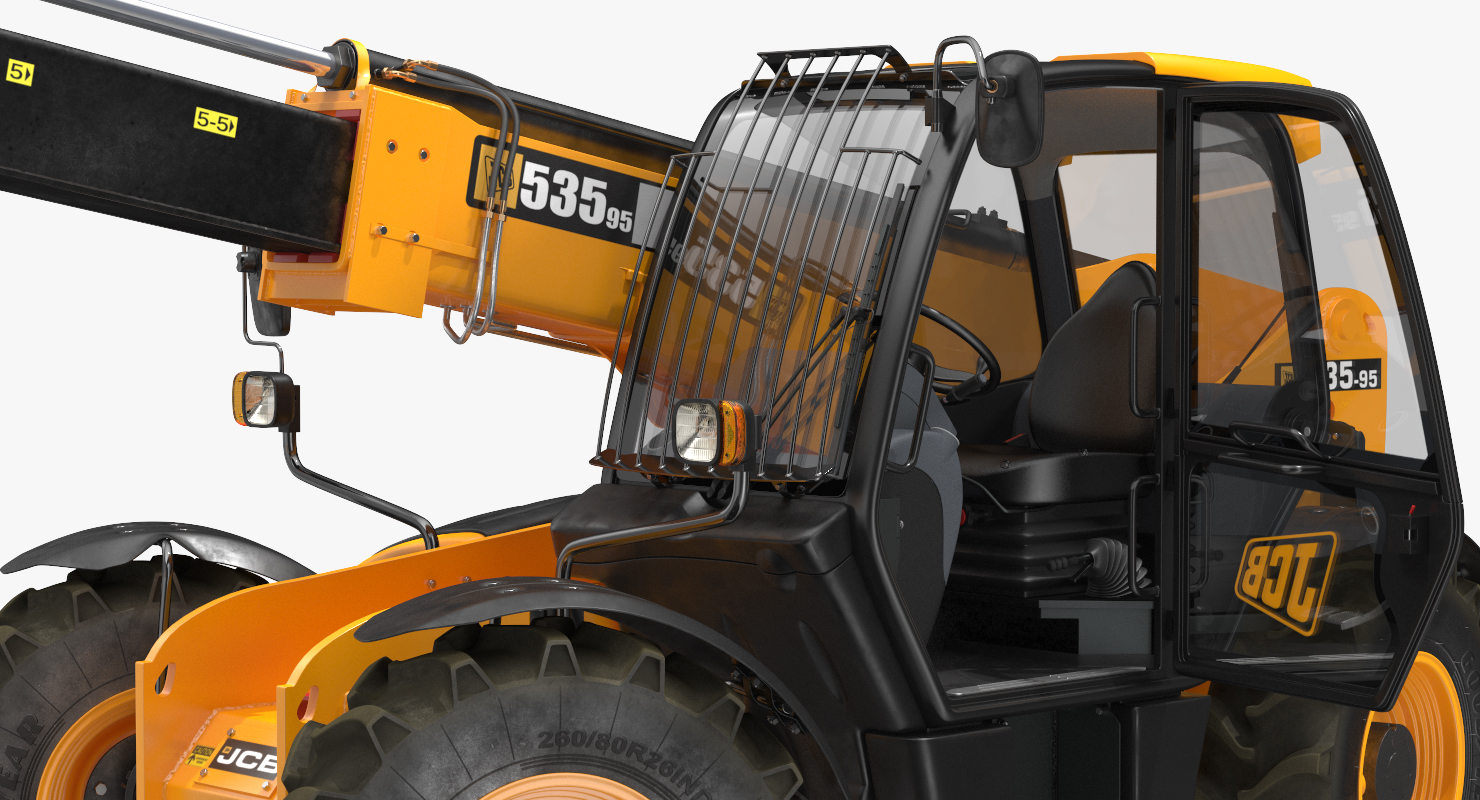 JCB 535 Telehandler Forklift Access Platform Dirty Rigged 3D