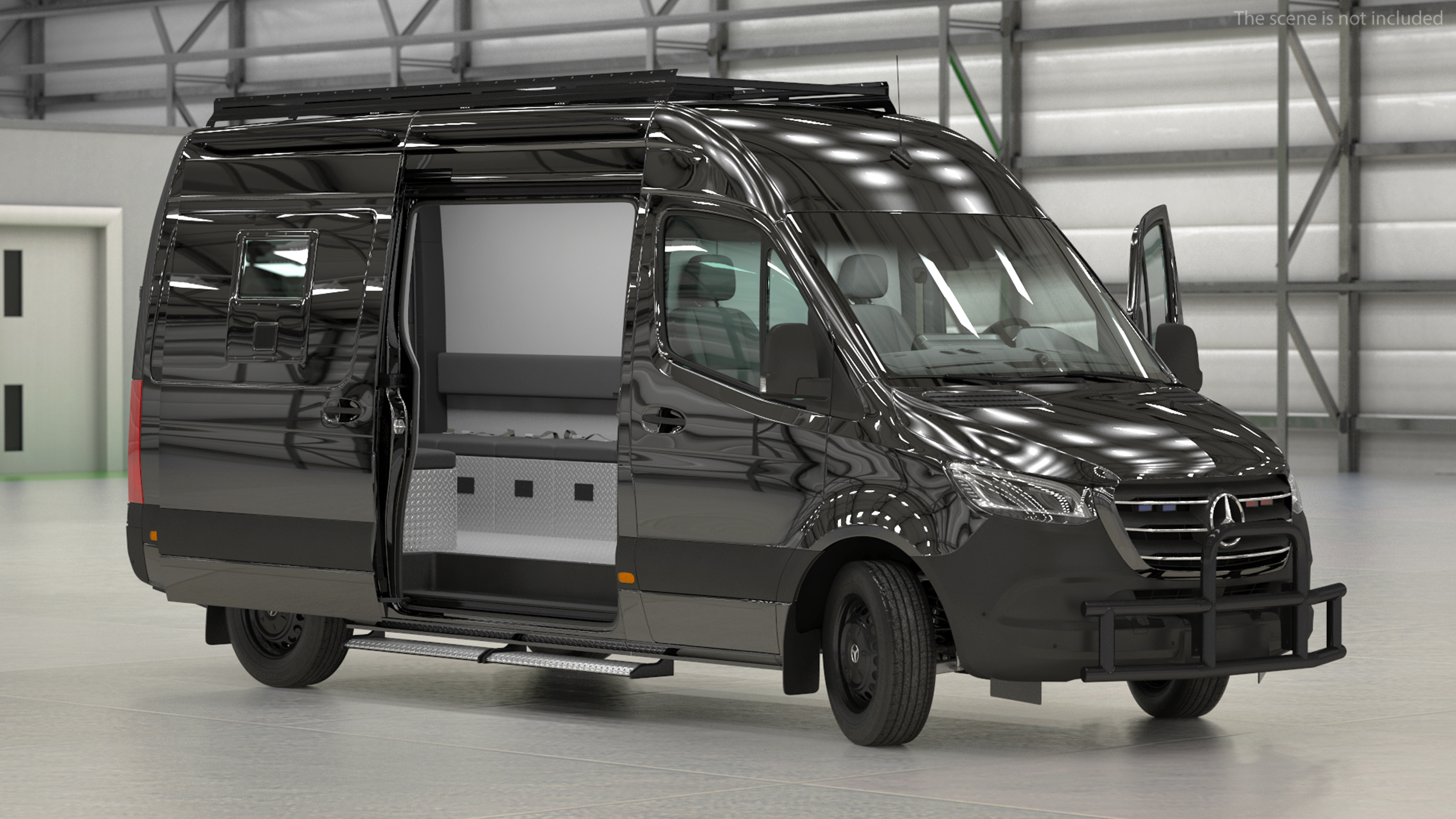Mercedes Bulletproof Armored Van Rigged 3D model