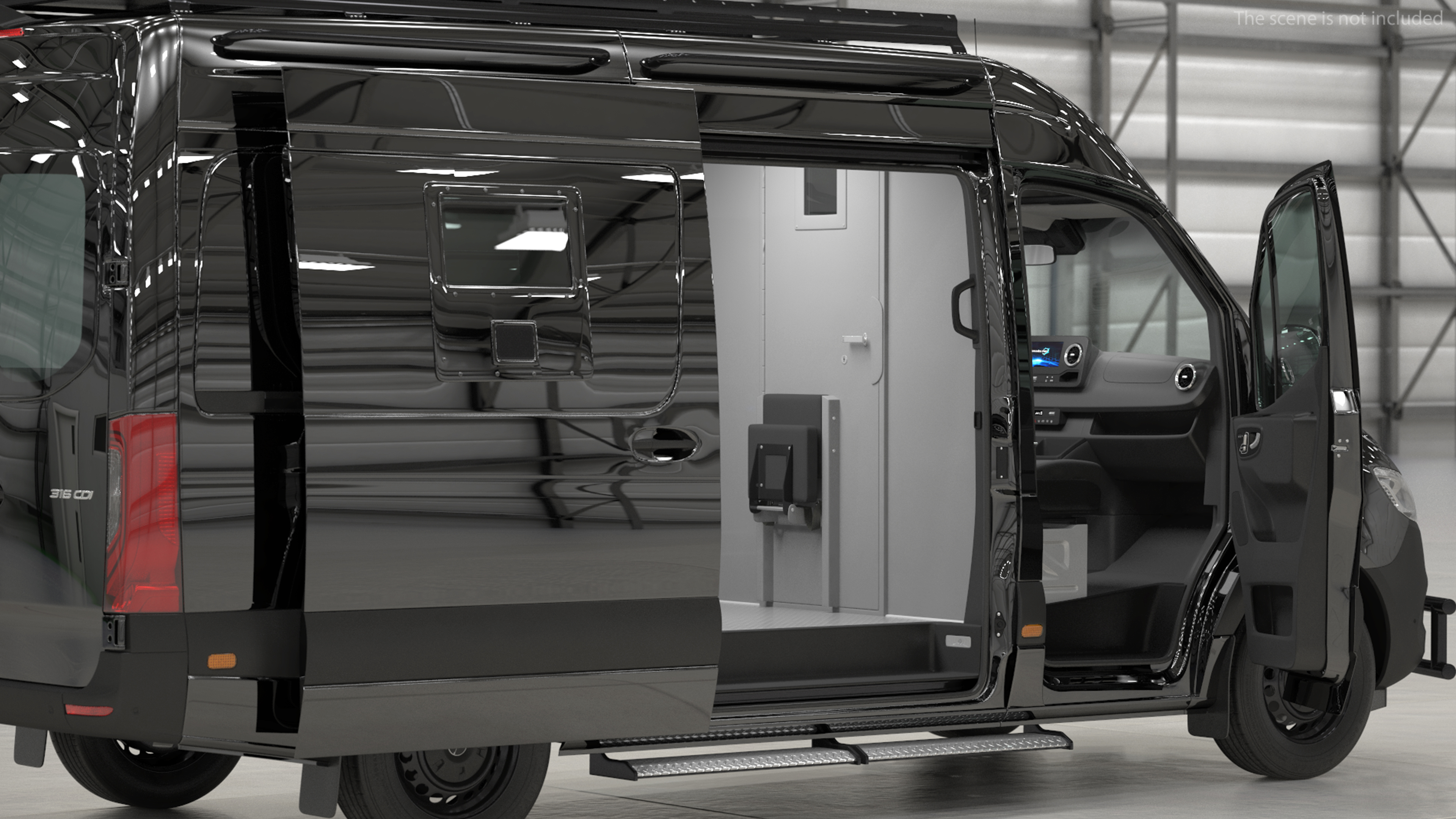 Mercedes Bulletproof Armored Van Rigged 3D model