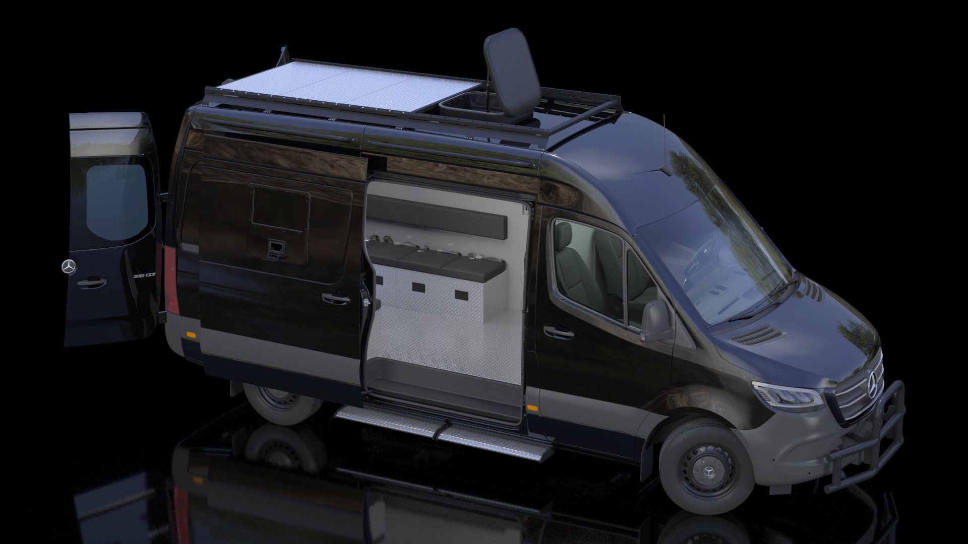 Mercedes Bulletproof Armored Van Rigged 3D model