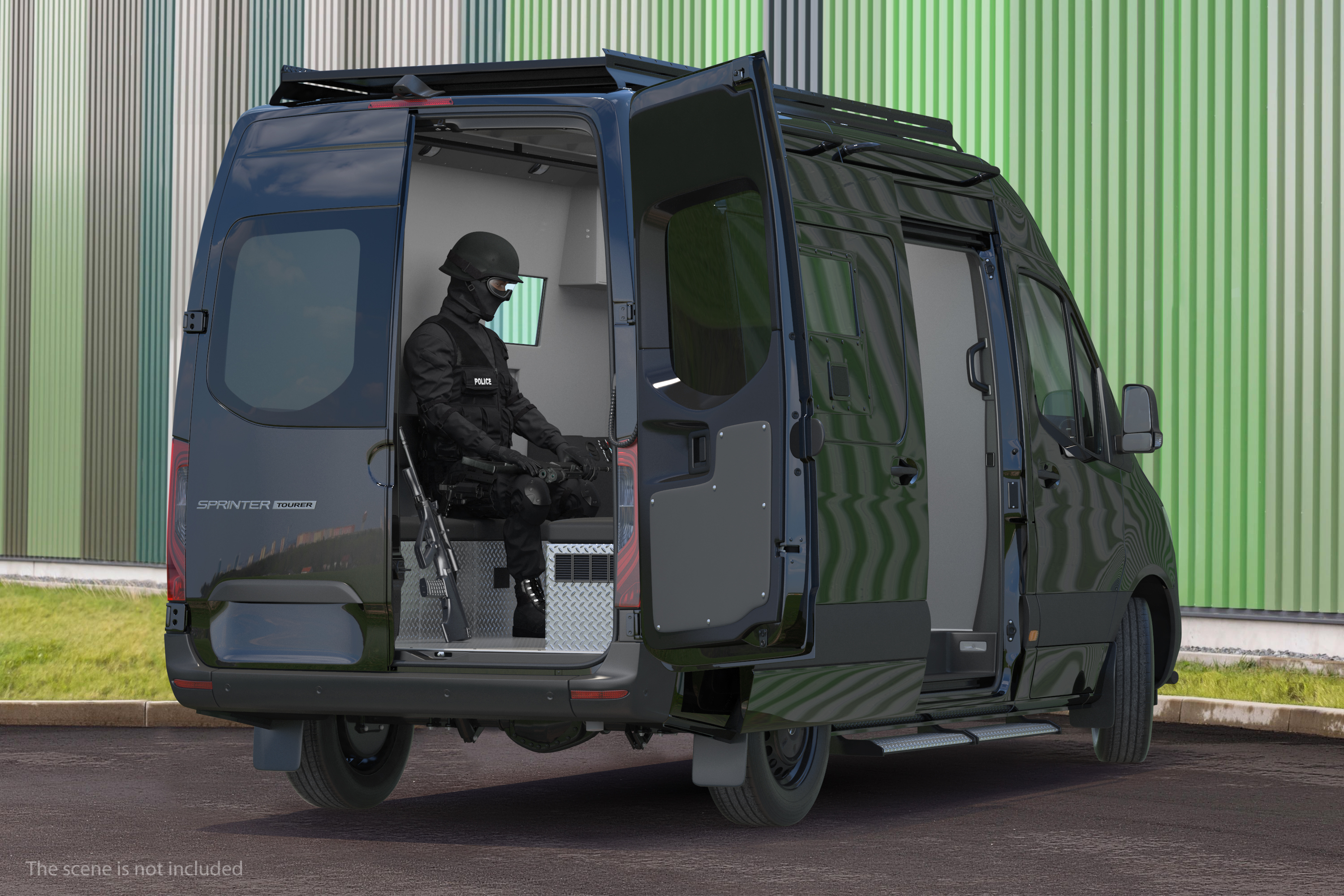 Mercedes Bulletproof Armored Van Rigged 3D model