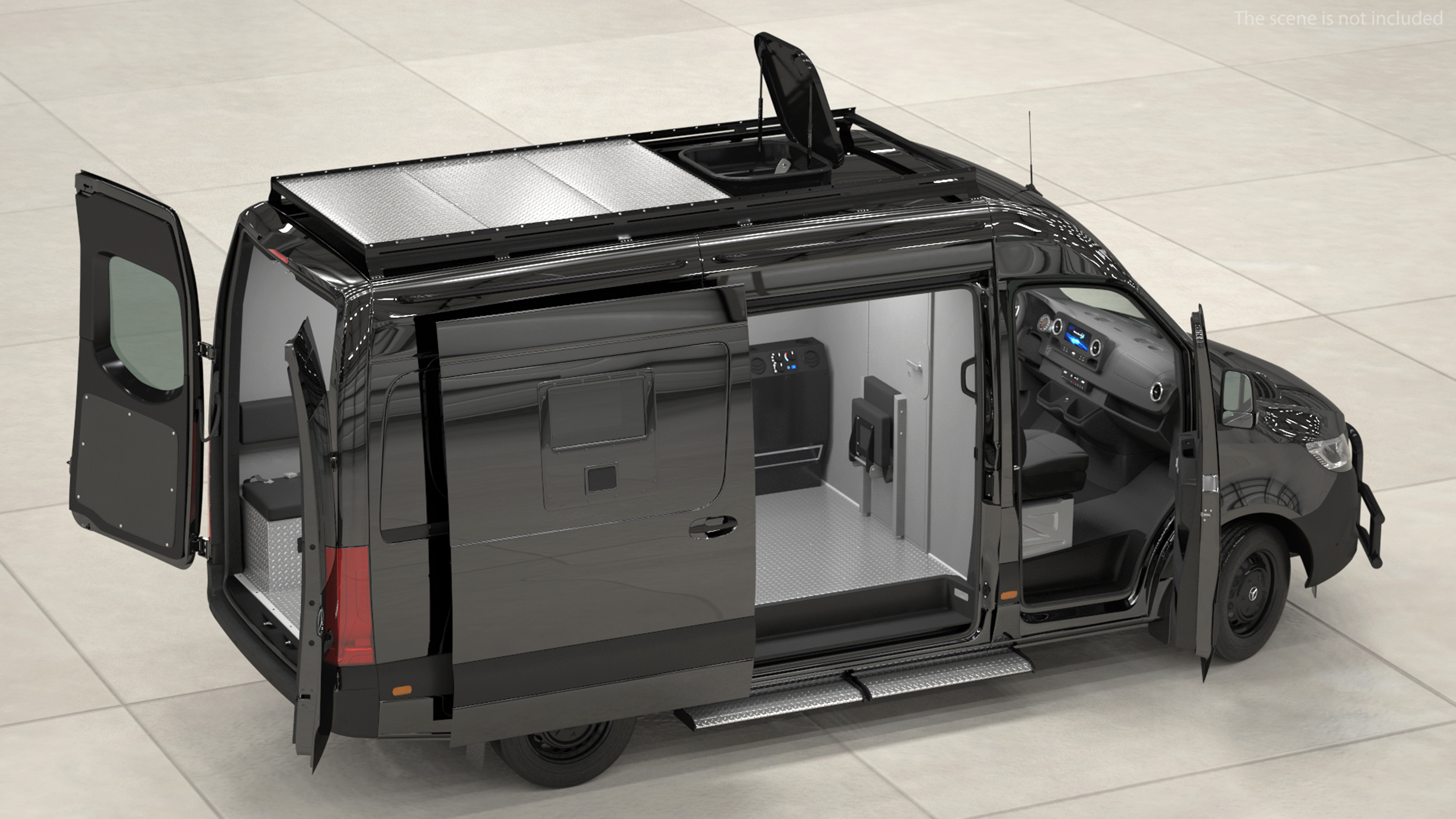Mercedes Bulletproof Armored Van Rigged 3D model