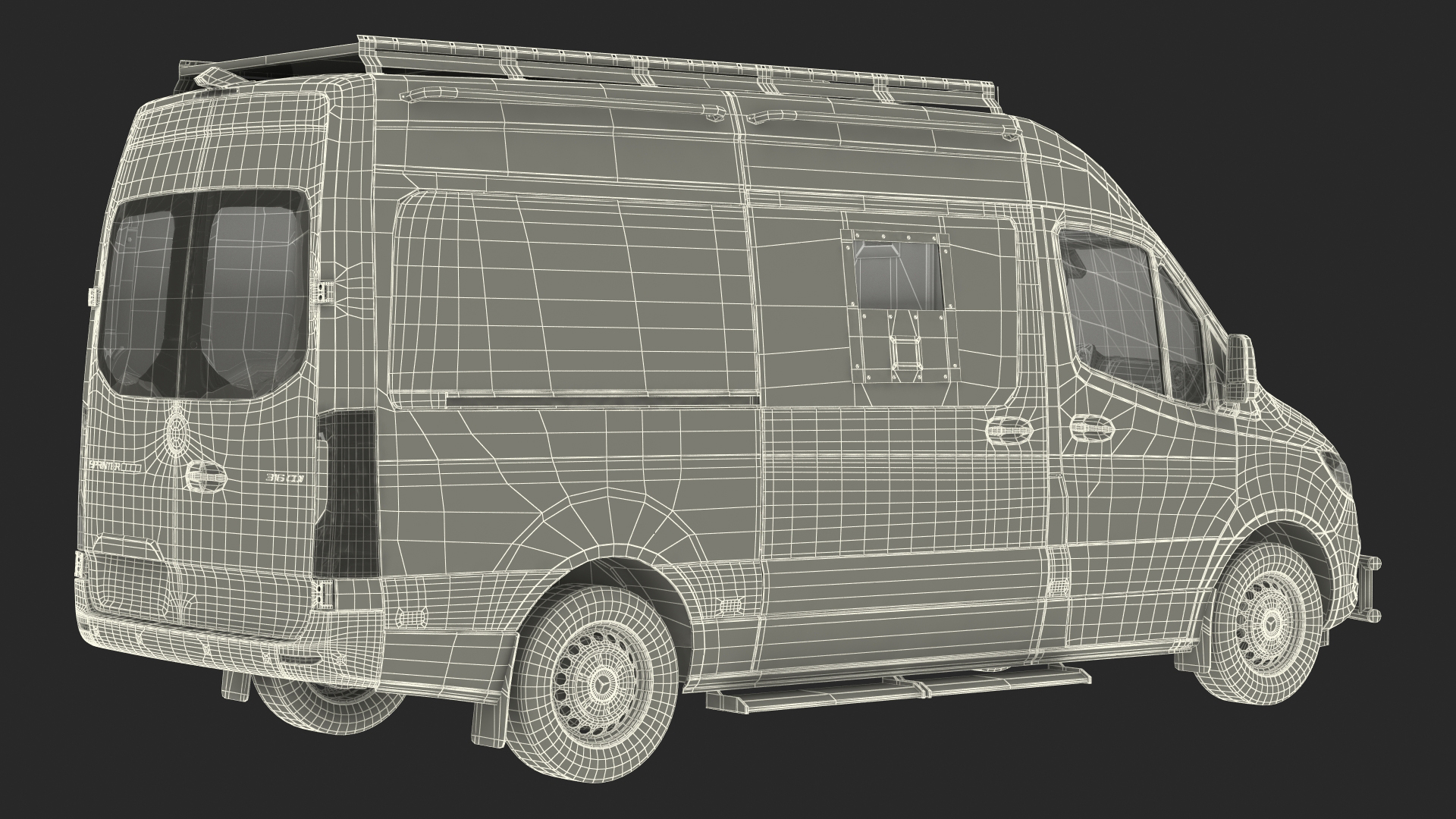 Mercedes Bulletproof Armored Van Rigged 3D model