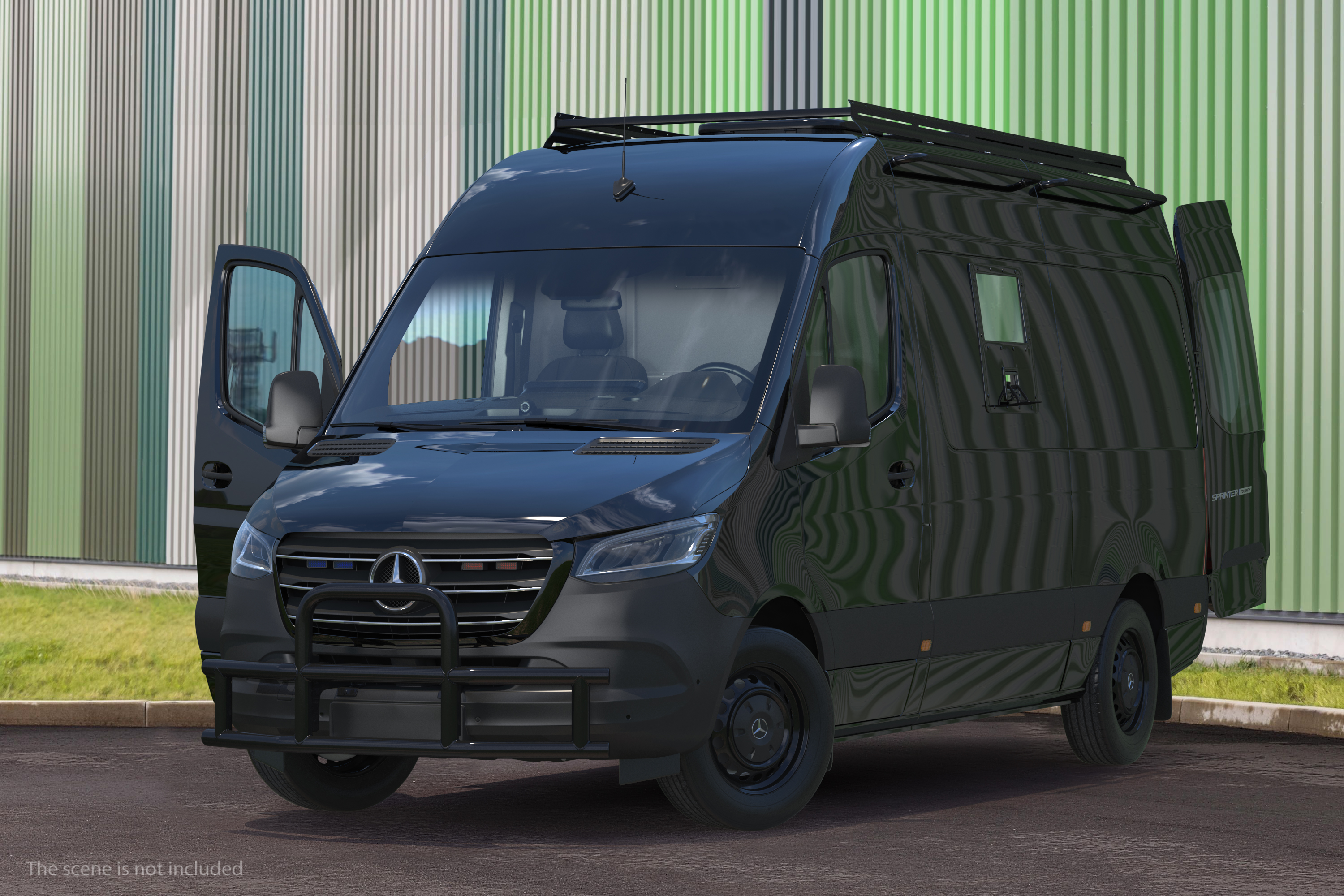 Mercedes Bulletproof Armored Van Rigged 3D model