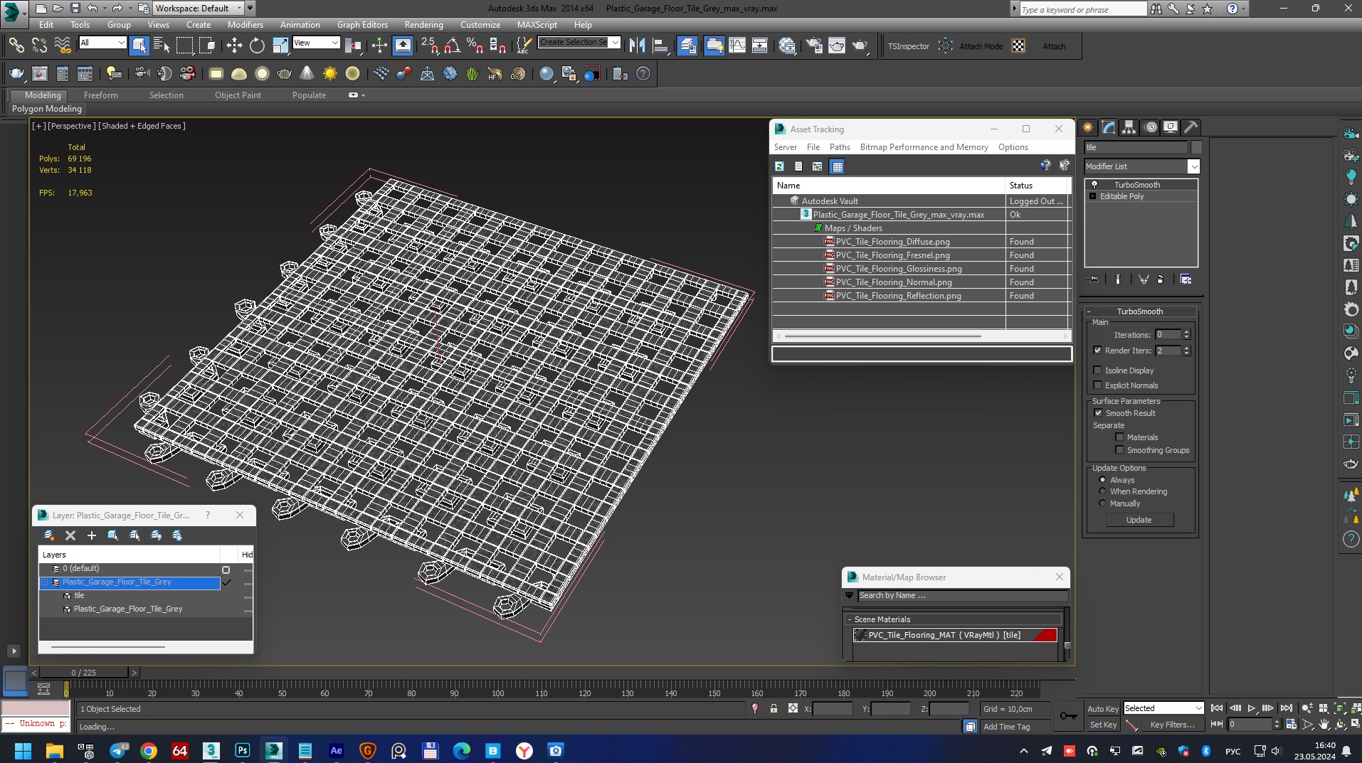3D model Plastic Garage Floor Tile Grey