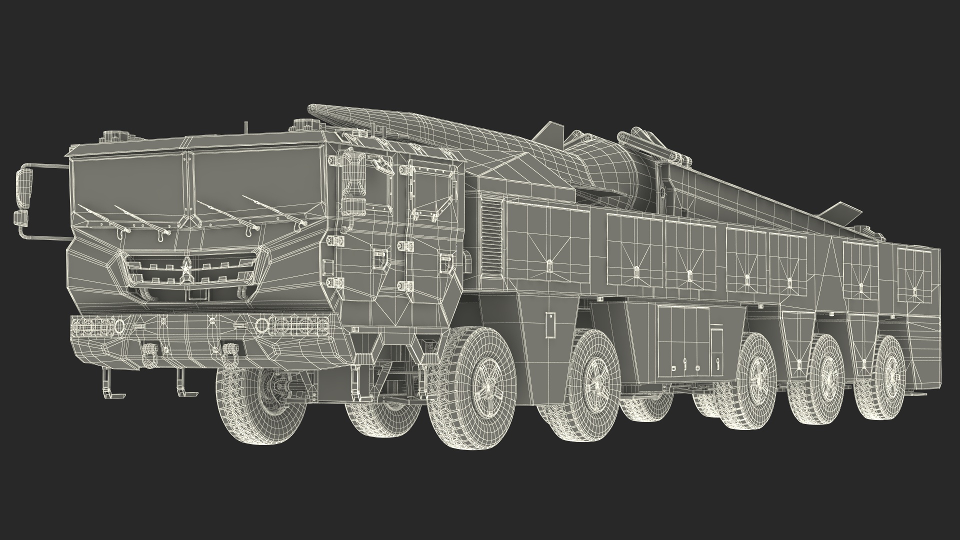 DF-17 Missile on Road Mobile Vehicle Rigged for Maya 3D