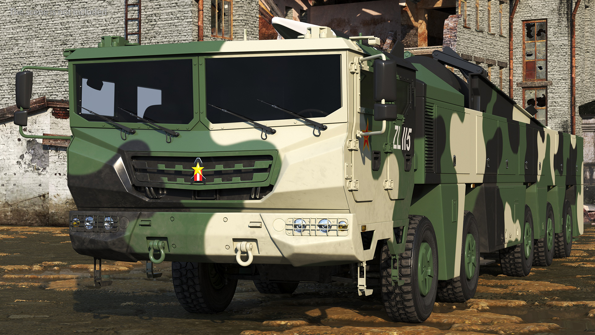 DF-17 Missile on Road Mobile Vehicle Rigged for Maya 3D