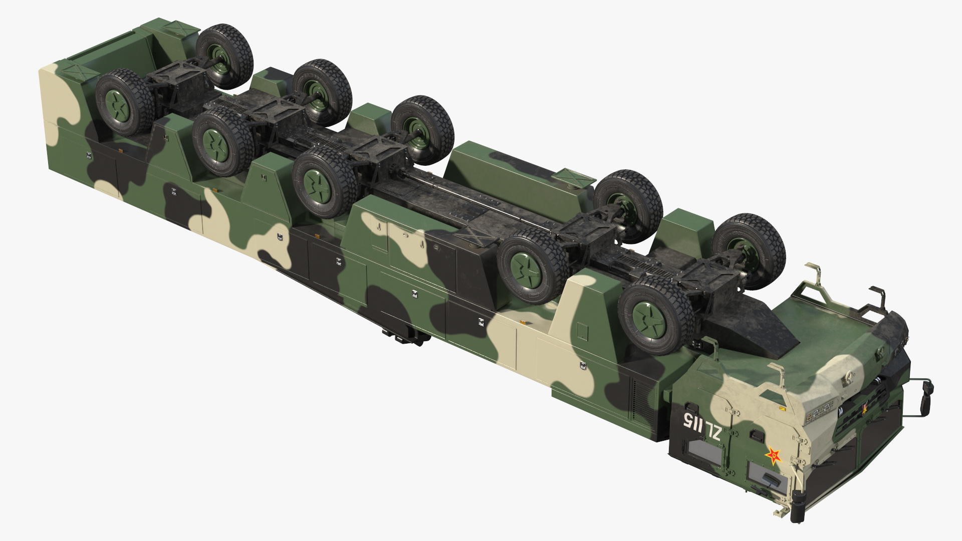 DF-17 Missile on Road Mobile Vehicle Rigged for Maya 3D