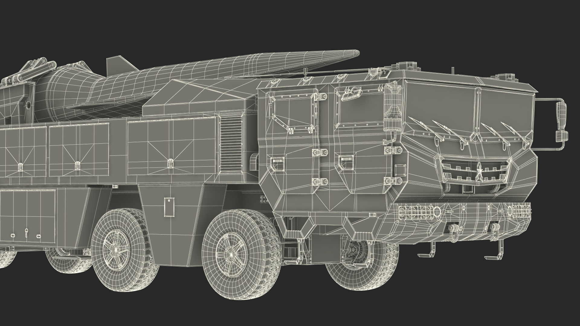 DF-17 Missile on Road Mobile Vehicle Rigged for Maya 3D