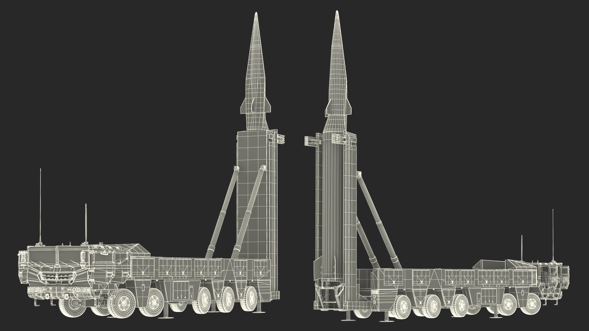 DF-17 Missile on Road Mobile Vehicle Rigged for Maya 3D