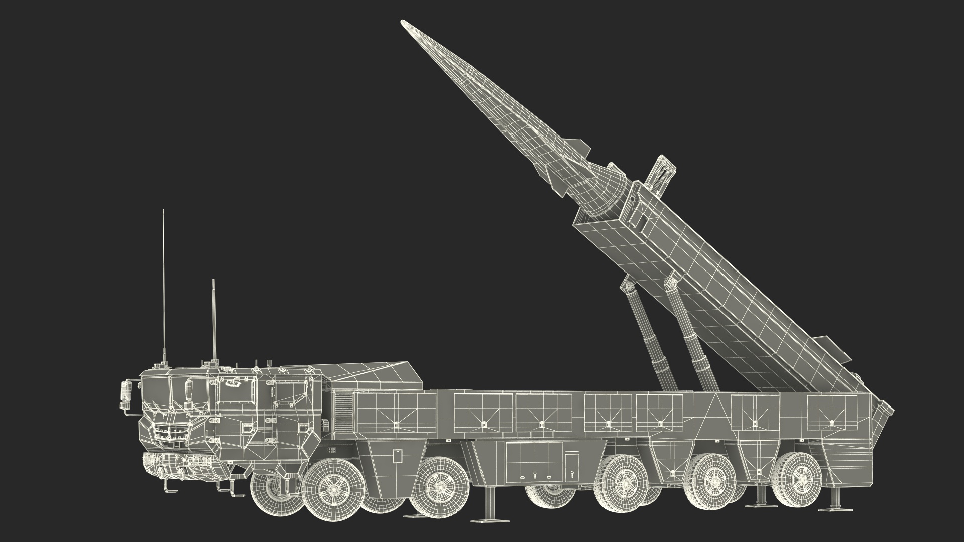 DF-17 Missile on Road Mobile Vehicle Rigged for Maya 3D